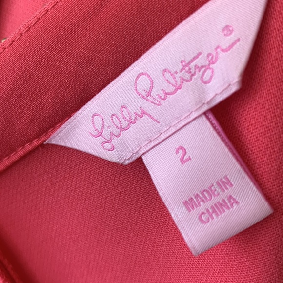 LILLY PULITZER CORAL DRESS WITH EMBELLISHED NECKLINE GOLD & SILVER BEADI… - Picture 6 of 9